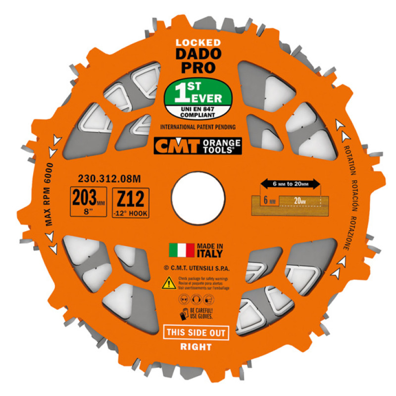 Пазовые пильные регулируемые диски Dado 203х30х12 K6.35-20.64